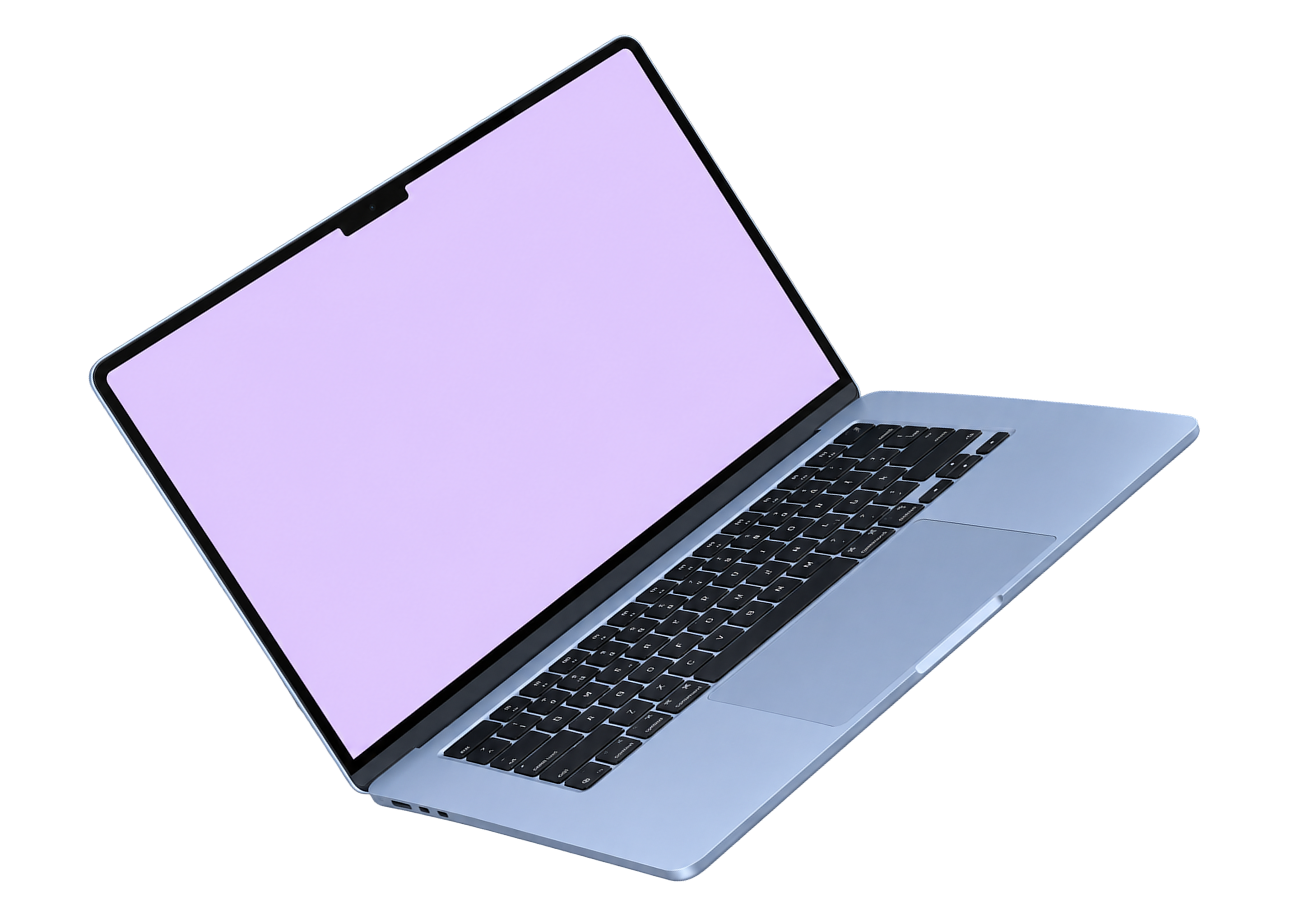 Blue laptop with a pastel lavender screen